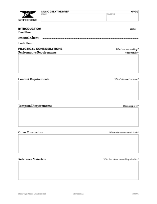 Music Creative Brief Page 1